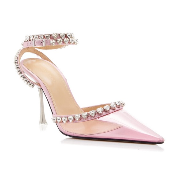 🆕 Mach & Mach Audrey Crystal Hearts Pink PVC Pumps - Picture 11 of 16